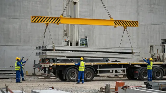 Chargement de dalles alvéolées sur un camion à l'usine GEP