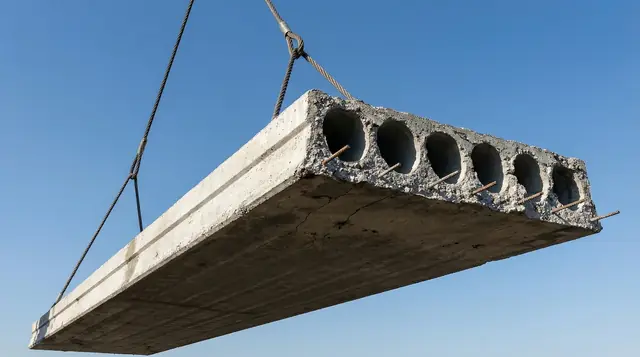 Dalle alvéolée précontrainte GEP levée par une grue